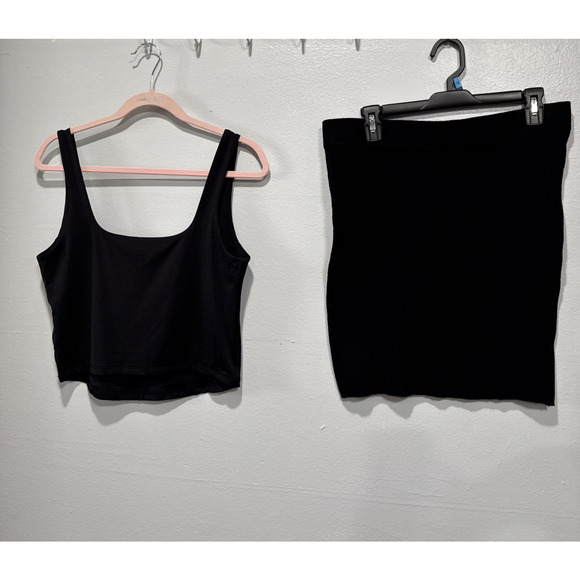 Forever 21 Womens Crop Top & Knit Pull On Skirt Plus Size 1X Stretch Coquette - Picture 3 of 12